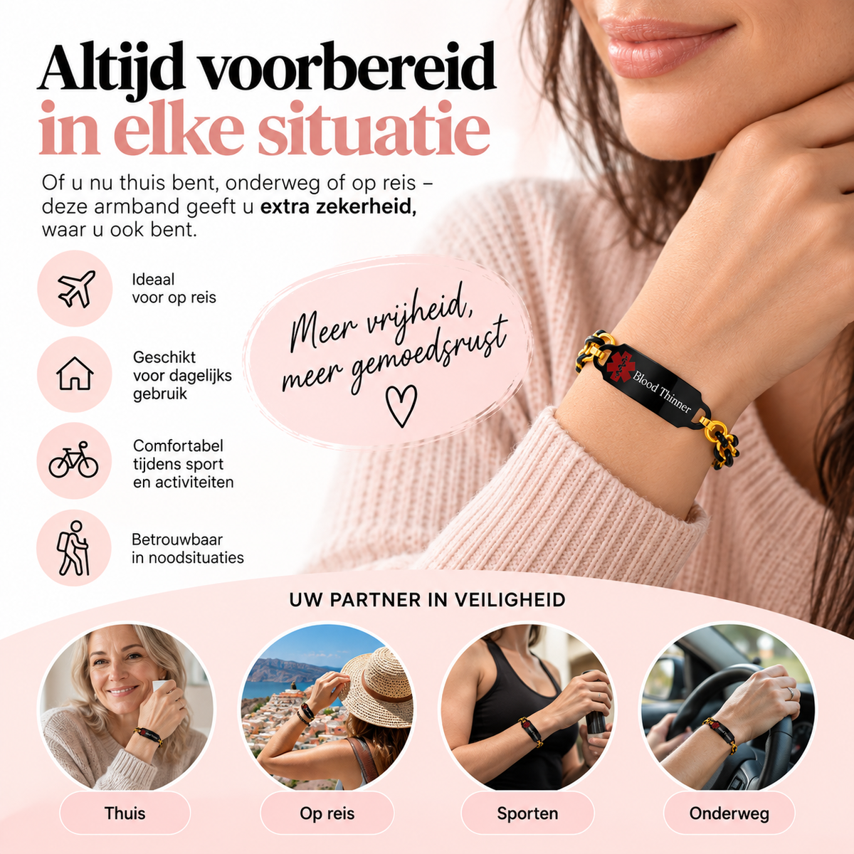 Fittershape Blood Thinner Medical Alert ID Bracelet – voor dames