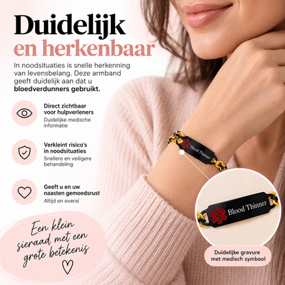 Fittershape Blood Thinner Medical Alert ID Bracelet – voor dames