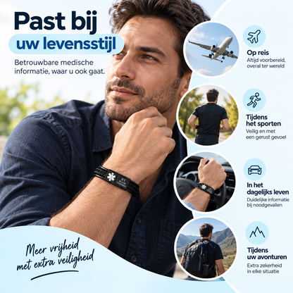 Fittershape Blood Thinner Medical Alert ID Bracelet – voor heren