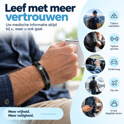 Fittershape Blood Thinner Medical Alert Bracelet – met graveur voor bloedverdunners
