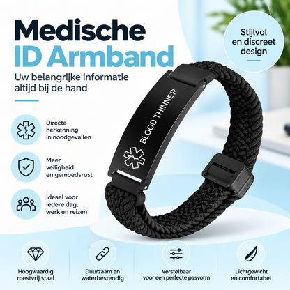 Fittershape Blood Thinner Medical Alert Bracelet – verstelbaar & waterbestendig