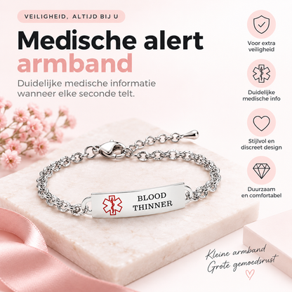 Fittershape Medical Alert Bracelet – verstelbaar & gepersonaliseerd voor dames