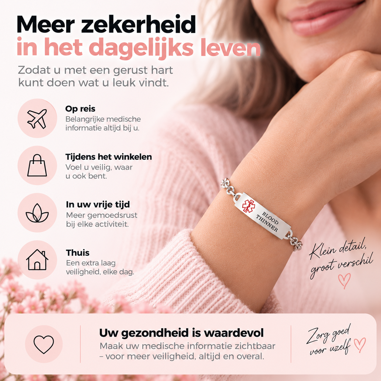 Fittershape Medical Alert Bracelet – verstelbaar & gepersonaliseerd voor dames