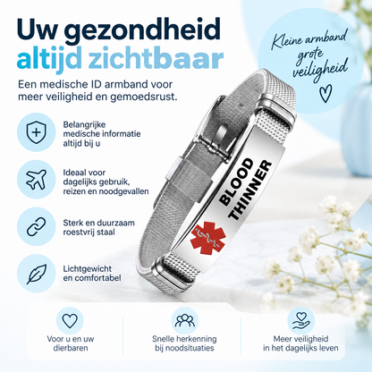 Fittershape Medical Alert ID Bracelet – roestvrij staal voor heren