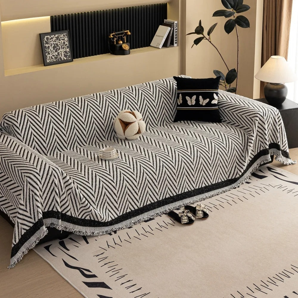 bankhoes met geometrisch patroon – luxe bescherming voor bank of fauteuil