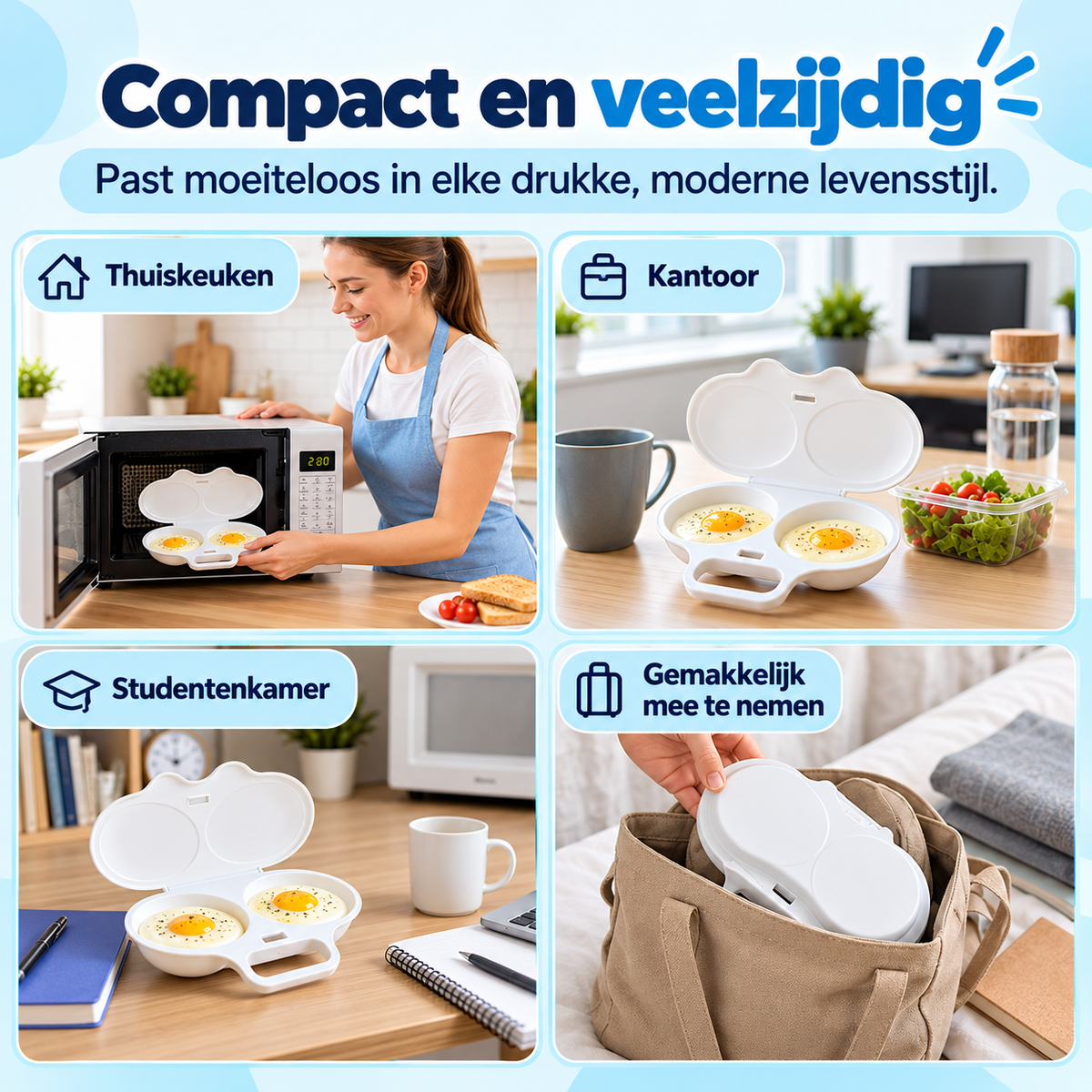 Fittershape Microwave Egg Poacher – met deksel & handgreep