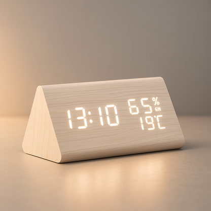 Moderne Houten LED Wecker – Digitale Klok – Temperatuur en Vochtigheid
