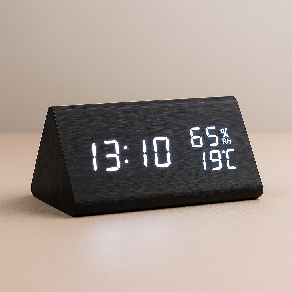 Moderne Houten LED Wecker – Digitale Klok – Temperatuur en Vochtigheid
