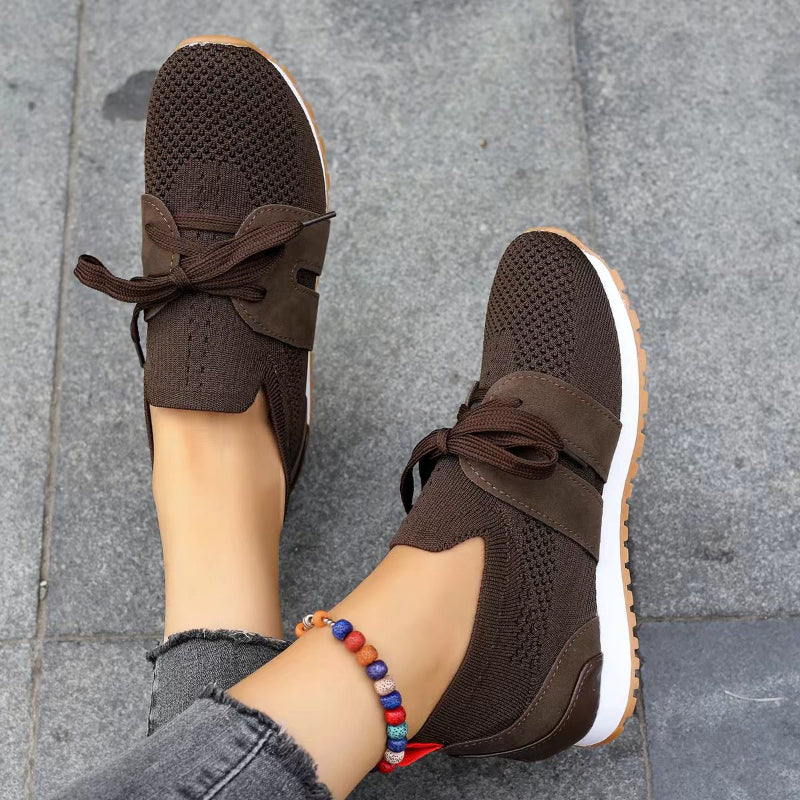 Ademend Sneakers voor Dames – Met Veters en Rubber Zool