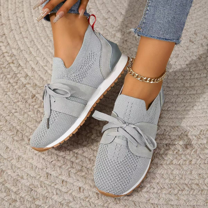 Ademend Sneakers voor Dames – Met Veters en Rubber Zool