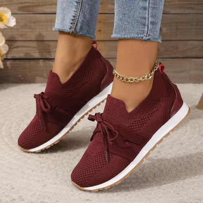 Ademend Sneakers voor Dames – Met Veters en Rubber Zool