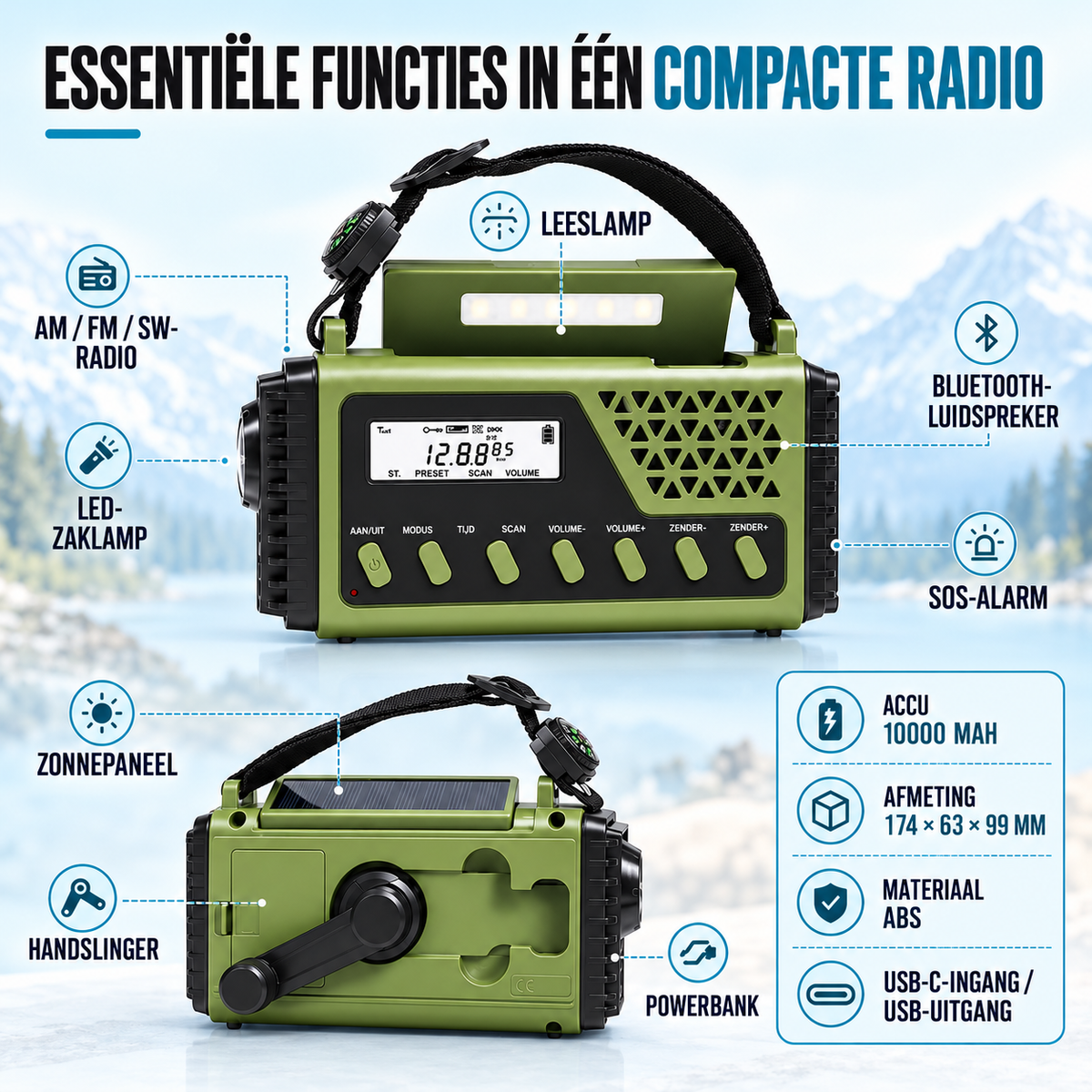 Fittershape Noodradio – slinger, zonne-energie & powerbank