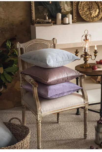 VelvetLux – Luxe Samt Kussenhoes met Flanellen Rand