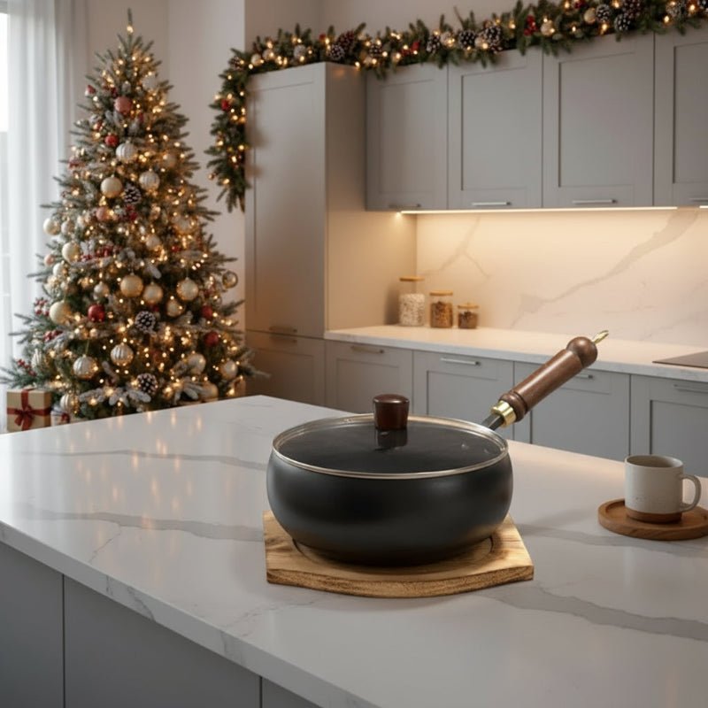 Kookpan – Roestvrijstalen Wok – Met Houten Deksel – Geschikt voor Gasfornuis