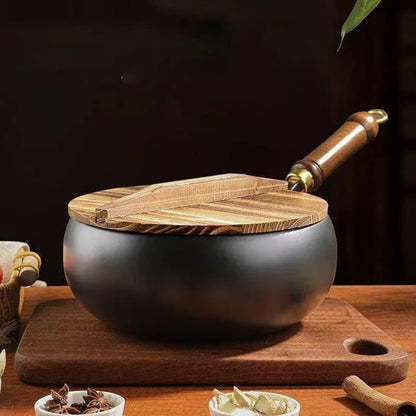 Wokpan – Houten Handvat – Non-stick Coating – Voor Roerbakken en Koken