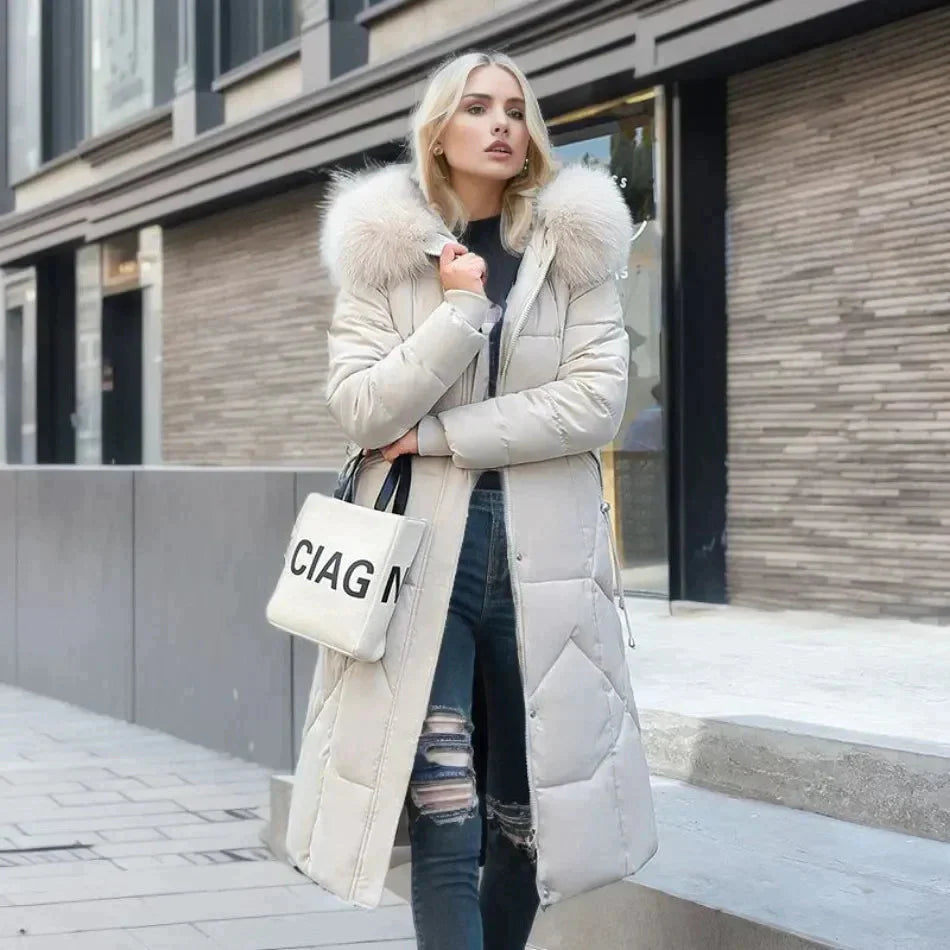 Winterjas voor dames – Gevoerd – Afneembare bontkraag – Voor koud weer