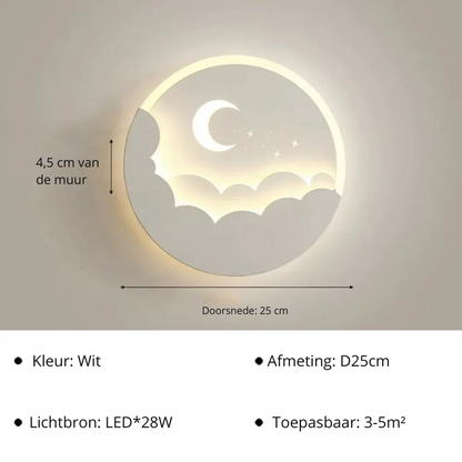 MoonGlow LED Wandlamp - Magische Maan en Sterren Verlichting
