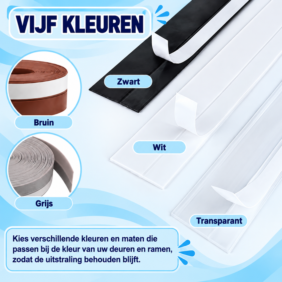 Fittershape Tochtstrip – zelfklevend & 5 meter lang