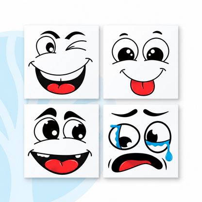 Fittershape Cartoon Face Stickers – zelfklevend & verwijderbaar