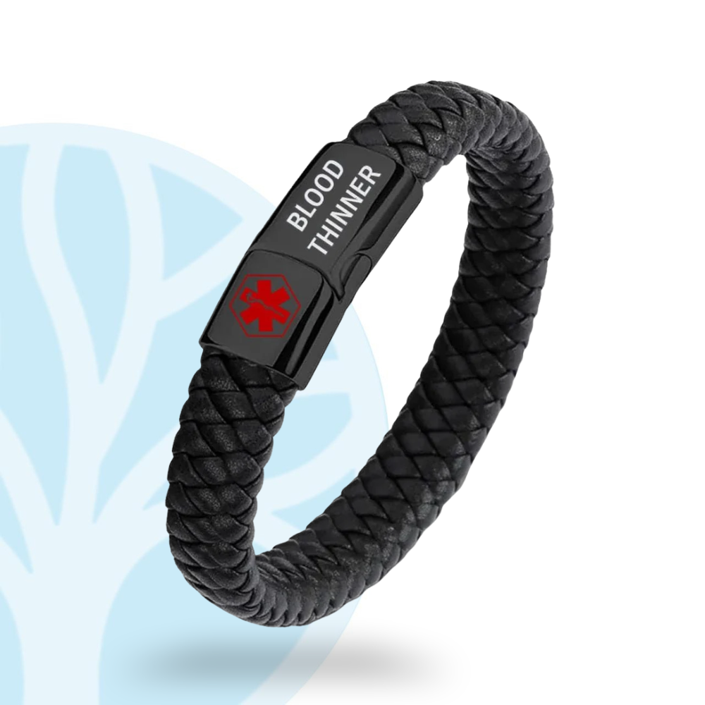Fittershape Medical Alert Bracelet – herenmodel met lederen band
