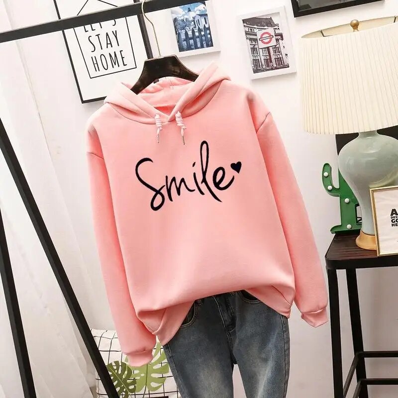 Hoodie Dames – "Smile" Print – Zachte stof – Voor dagelijks gebruik en comfort