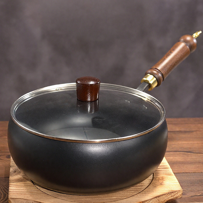 Wokpan met Houten Handvat – Duurzaam en Stijlvol – Voor Koken en Roerbakken
