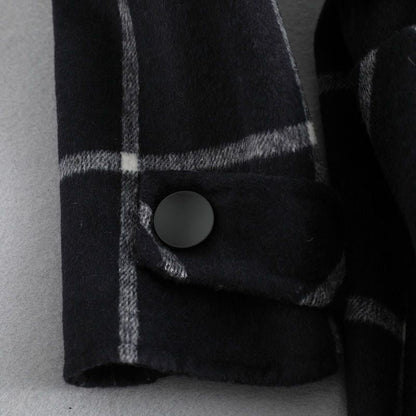 Wollen Mantel – Check Patroon – Met Knopen – Voor Dames