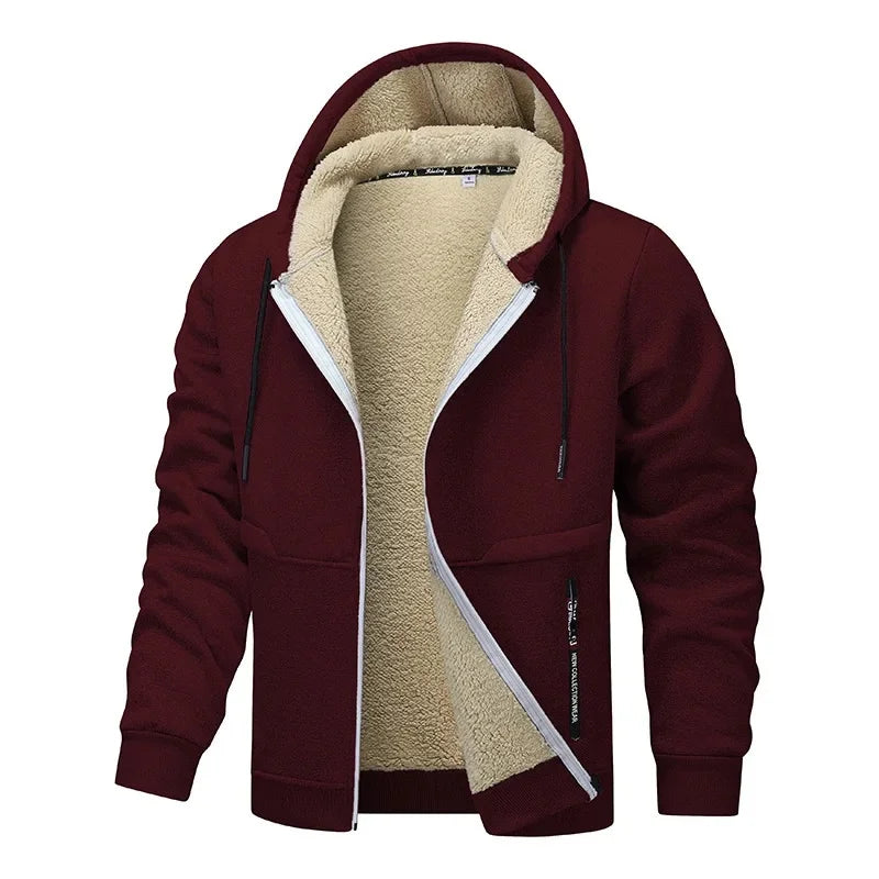 Heren Fleece Hoodie – Warme Binnenvoering – Met Rits en Capuchon