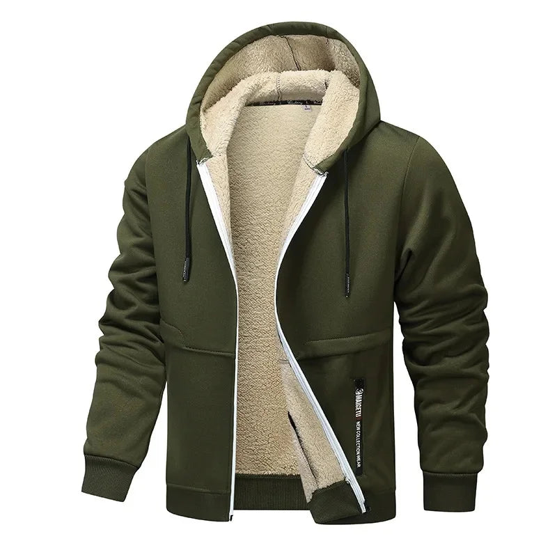 Heren Fleece Hoodie – Warme Binnenvoering – Met Rits en Capuchon