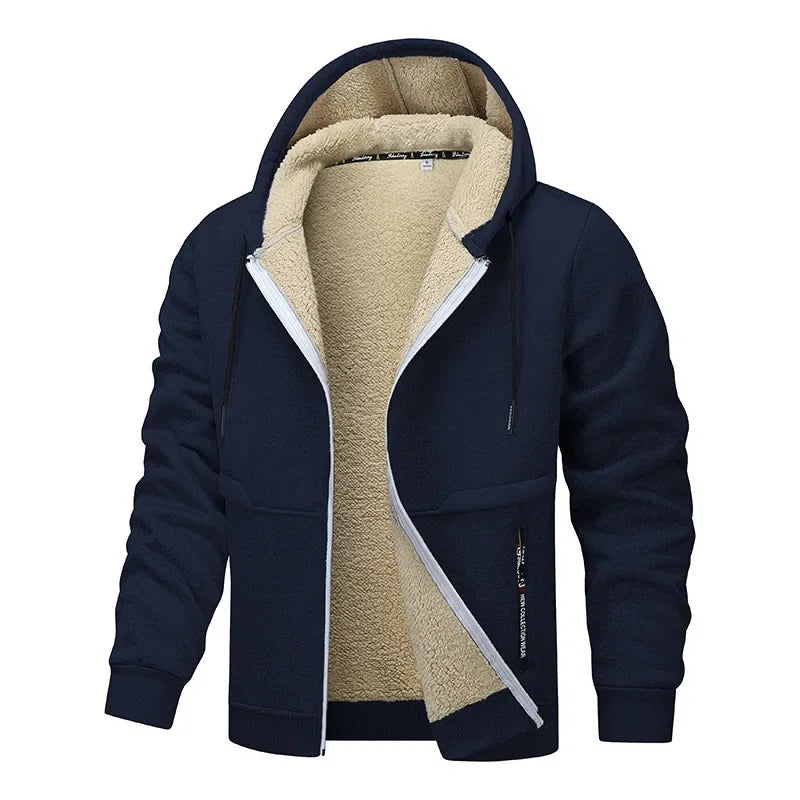 Heren Fleece Hoodie – Warme Binnenvoering – Met Rits en Capuchon
