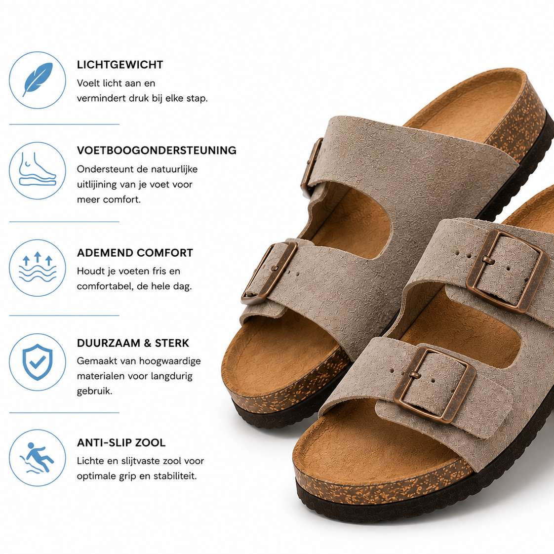 Fittershape Suède Sandalen – met voetboogsteun