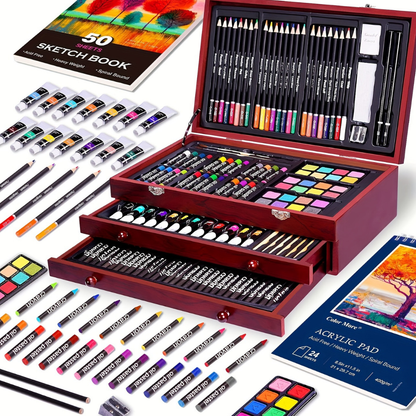 Kunstenaars Set – Houten Doos – Kleuren en Materialen – Voor Schilderen