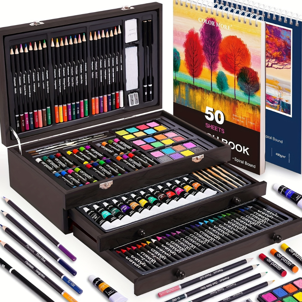 Kunstenaars Set – Houten Doos – Kleuren en Materialen – Voor Schilderen