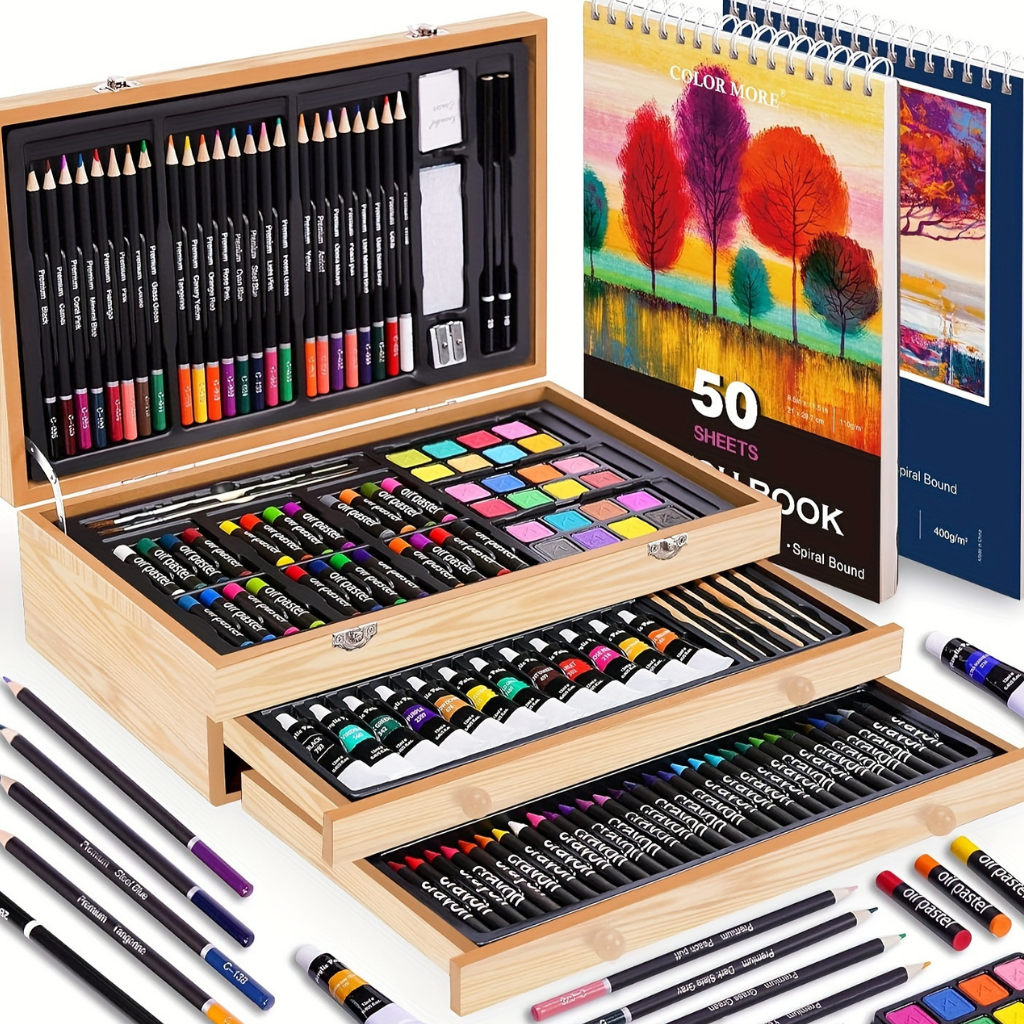 Kunstenaars Set – Houten Doos – Kleuren en Materialen – Voor Schilderen