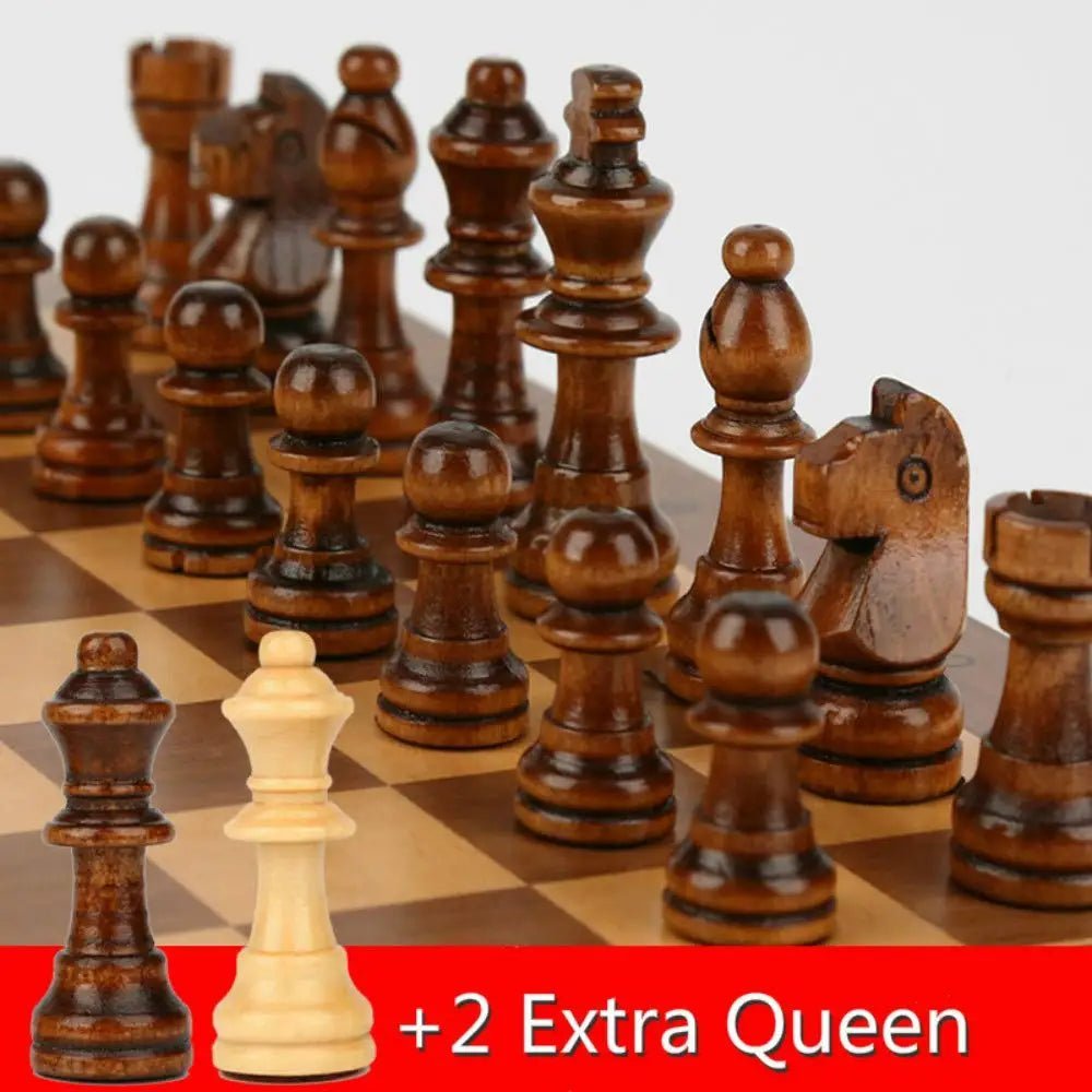 Houten Schaakset – Inklapbaar – Met Opbergdoos – Voor Schaken en Spelletjes