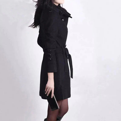 Wollen Trenchcoat voor dames – Dubbele knopen – Voor koud weer
