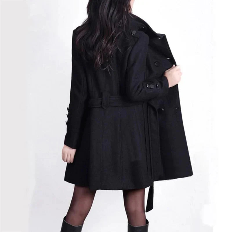 Wollen Trenchcoat voor dames – Dubbele knopen – Voor koud weer