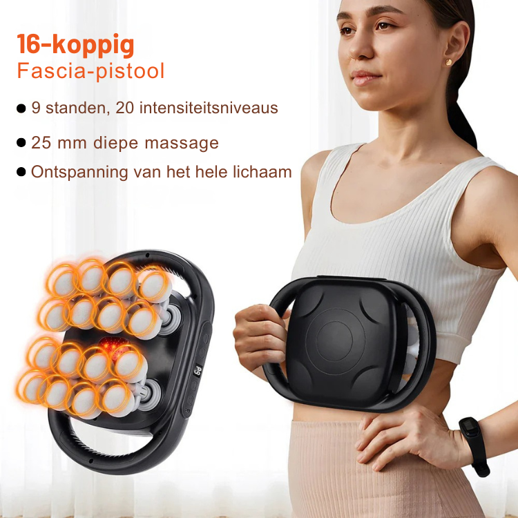 Massageapparaat met 15 Massagekoppen – Verwarming – Voor Rug en Schouders