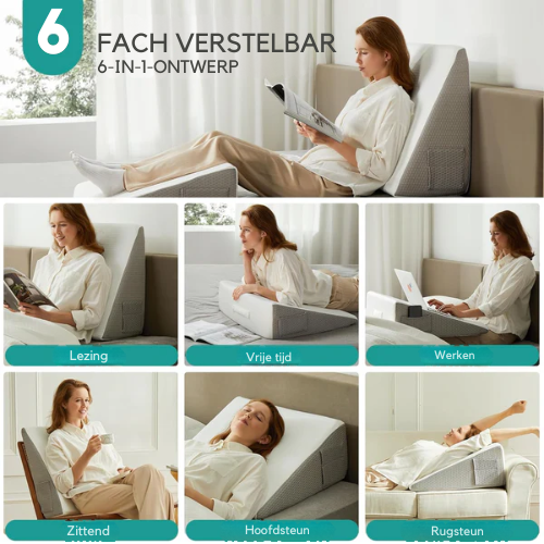 Verstelbaar Rugsteunkussen – Geheugenfoam – Verkoelende Gel – Voor Rugpijnverlichting