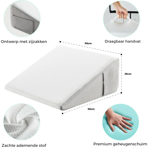 Verstelbaar Rugsteunkussen – Geheugenfoam – Verkoelende Gel – Voor Rugpijnverlichting