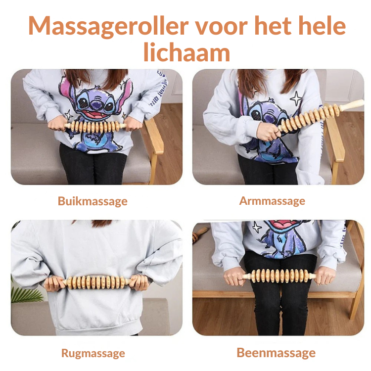 Houten Massage Roller – Verstelbaar – Voor rug, benen en schouders