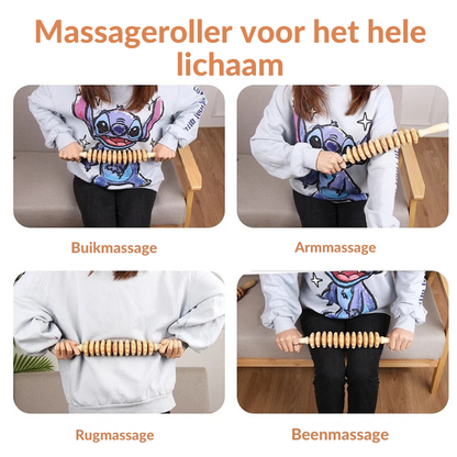 Houten Massage Roller – Verstelbaar – Voor rug, benen en schouders
