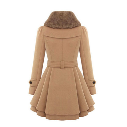 Winterjas voor dames – Verstelbare taille – Bontkraag – Voor koud weer