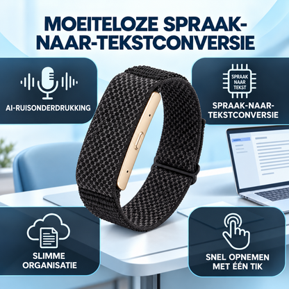 Fittershape Slimme Opname-armband – AI-transcriptie & 160+ sportmodi