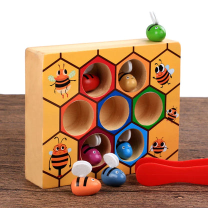Houten Bijenspel – Kleur- en Vormherkenning – Voor Kinderen – Met Vormen Plaatsen