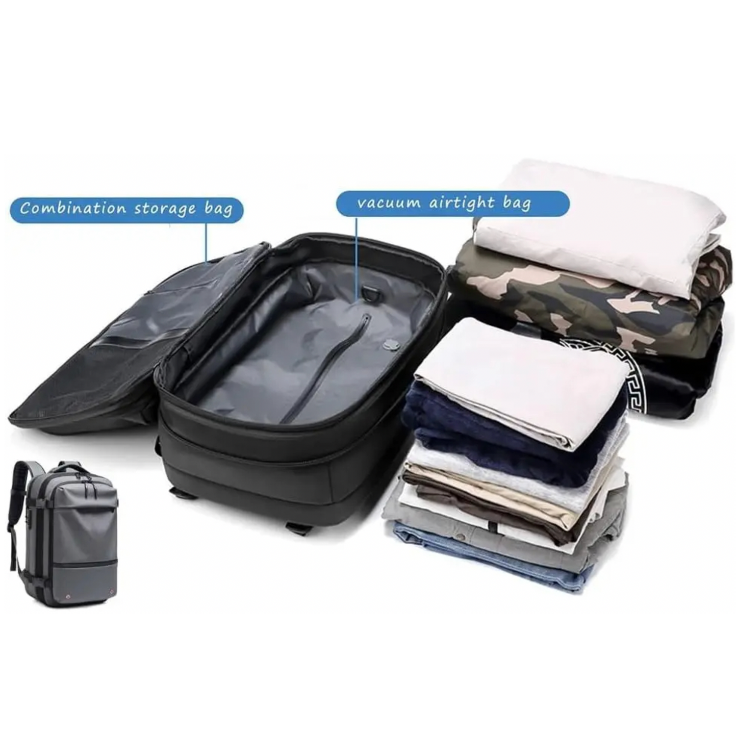 Rugzak – compressieventiel – uitbreidbare capaciteit – voor reizen en dagelijks gebruik