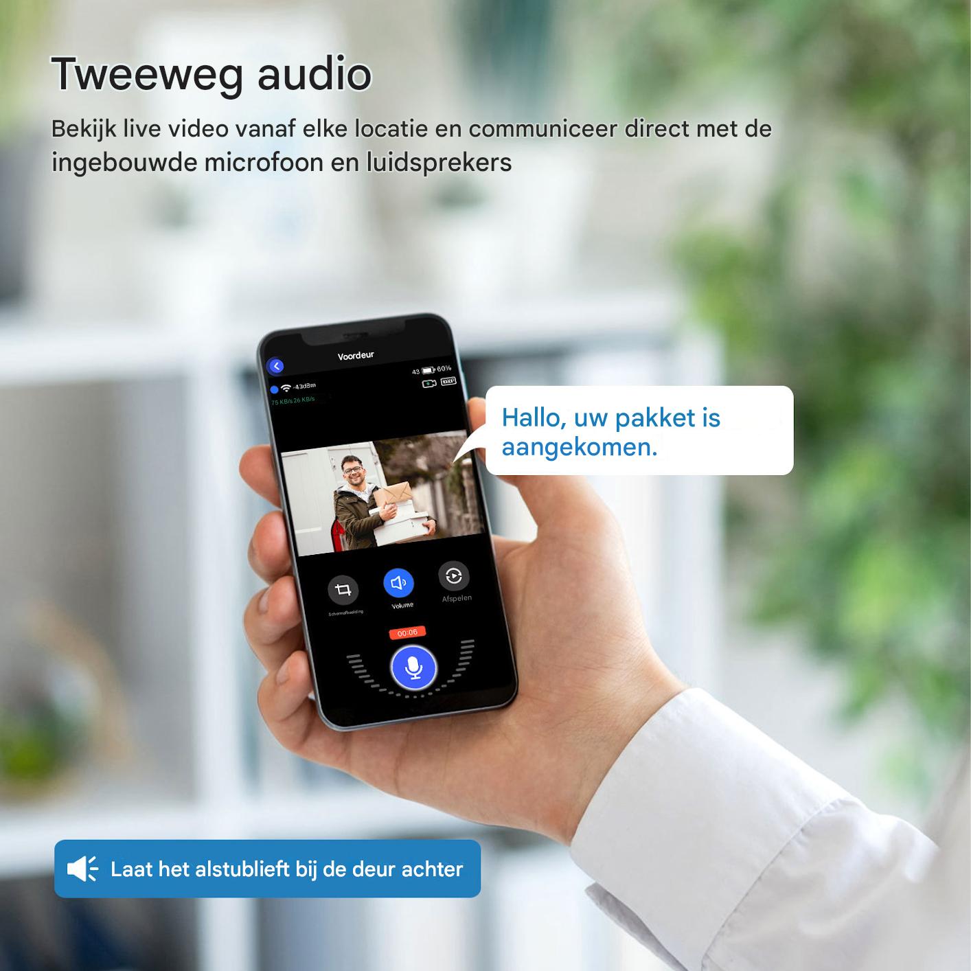 Slimme Deurbel – 1080p HD Beveiliging – Met Bewegingsdetectie en Tweeweg Audio