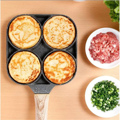 Koekenpan met 4 Compartimenten – Non-stick Coating – Voor Eieren en Pannenkoeken