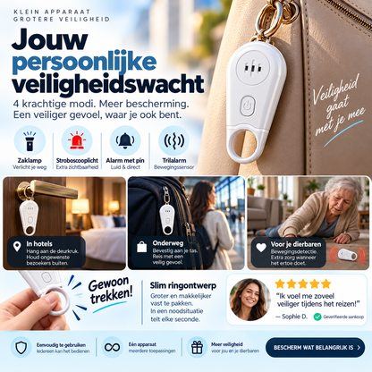 Fittershape Veiligheidsalarm – 130 dB met strobolicht & zaklamp