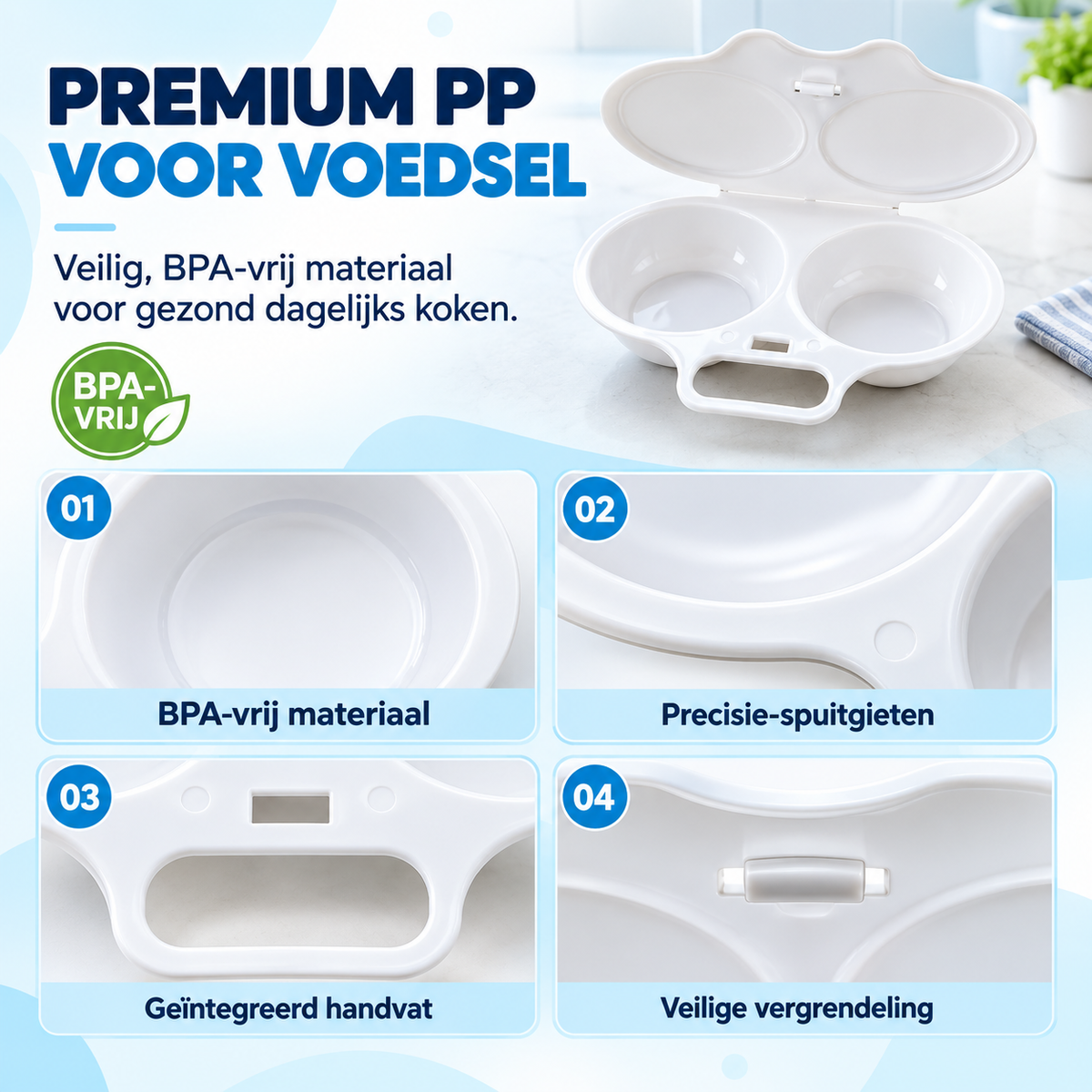 Fittershape Microwave Egg Poacher – met deksel & handgreep